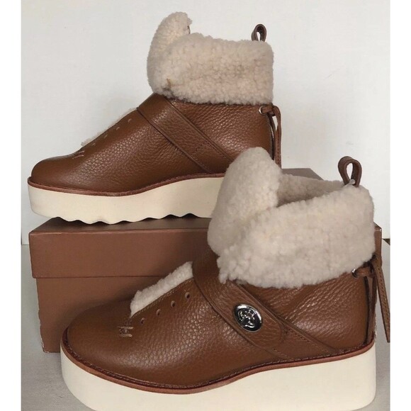 New Coach Q7800 Urban Hiker Shearling PCS Women Boots Size 5 Saddle - Picture 3 of 8
